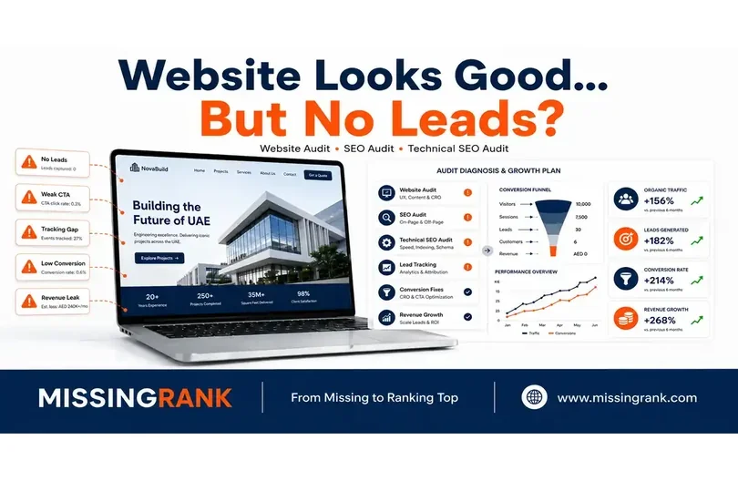 Website Audit: Your Site Looks Fine, But It Is Not Converting - SEO insights UAE by MISSINGRANK }}